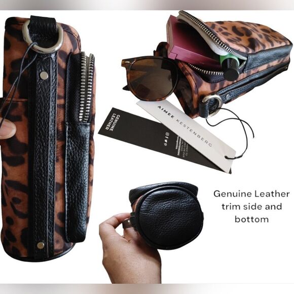 Aimee Kestenberg On Top Of The World Water Bottle Crossbody Leopard - Picture 3 of 5